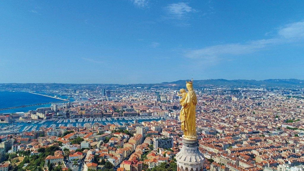 Notre-Dame de la Garde above the port of Marseille