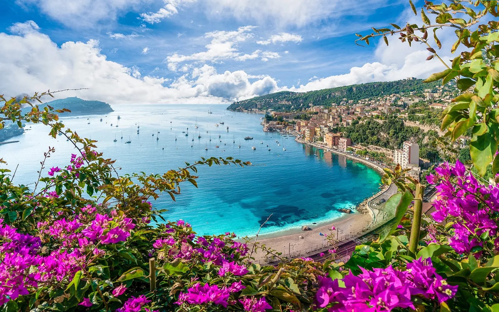 The French Riviera coast near Villefranche-sur-Mer, a private transfer destination from Nice Airport