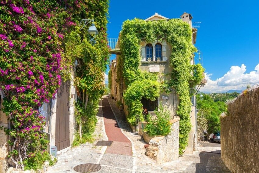 A flower-lined lane in Saint-Paul-de-Vence